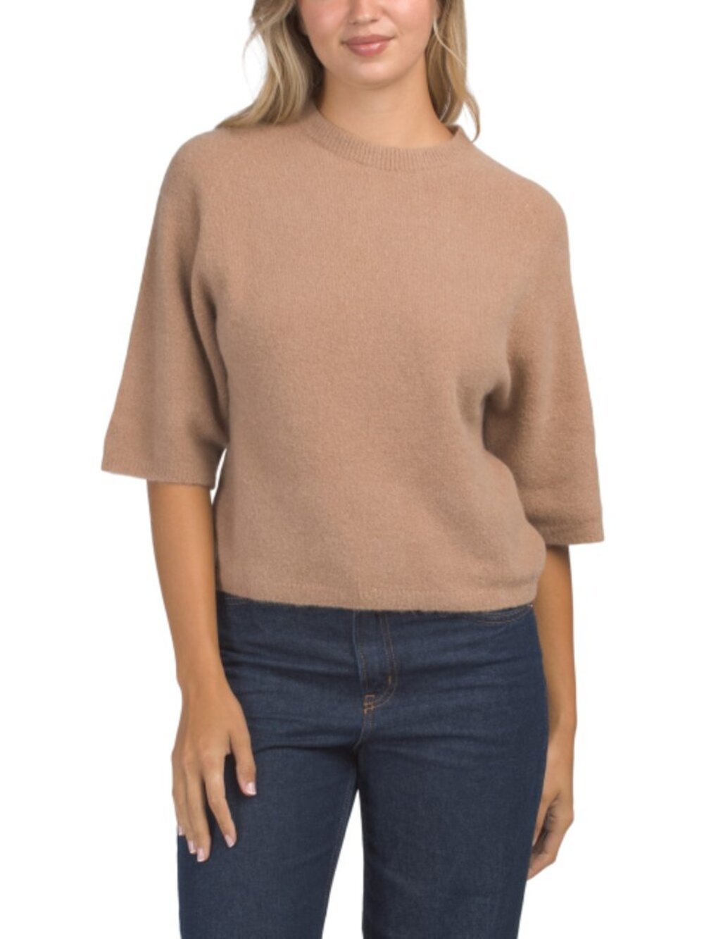 BIANCO E BLU Made In Italy Alpaca And Wool Blend Round Neck Sweater